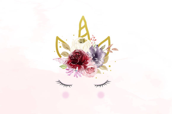 Download Unicorn Graphic with Burgundy Florals - Premium Bundle