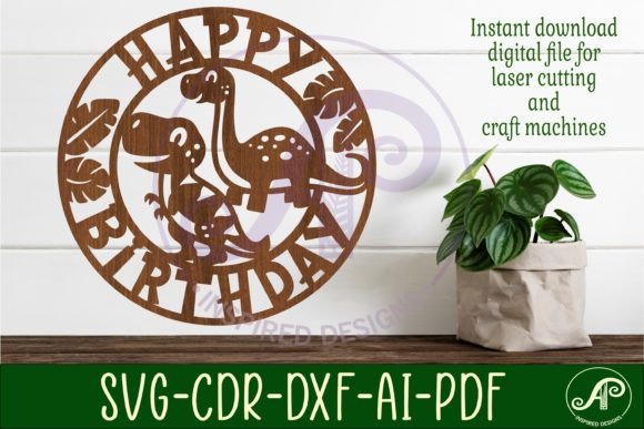 Download Happy Birthday Dinosaur Wall Sign Svg - Premium Resources