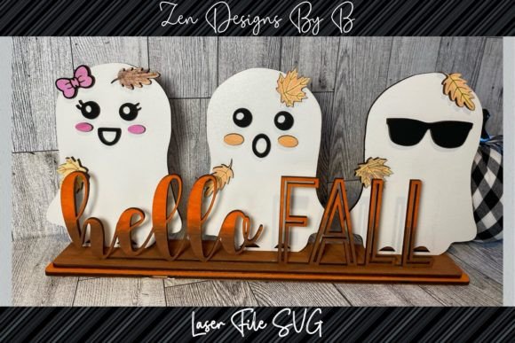 Download Hello Fall Standing Ghosts Laser SVG - Premium Resources