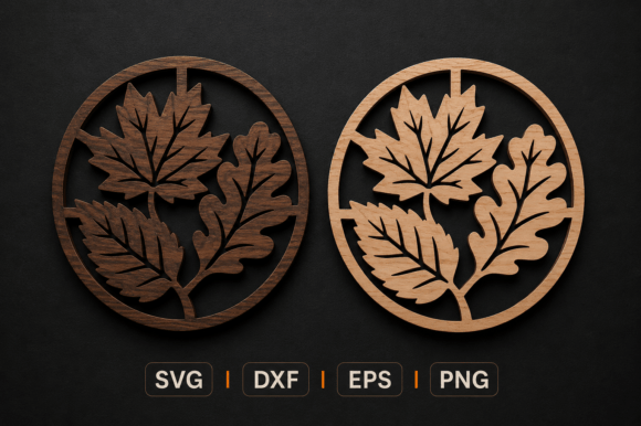 Download Round Fall Leaves Laser Cut SVG - Premium Resources